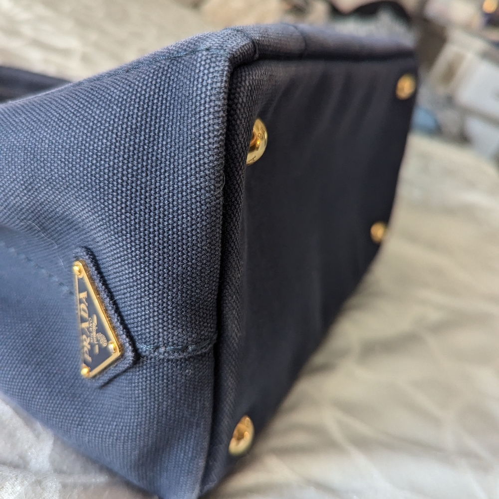Prada navy blue canapa tote - Picture 7 of 10
